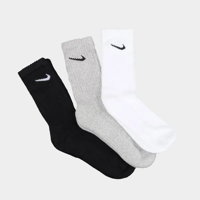 Nike Unisex 3 Pack Crew Cushioned Training Socks Black/White/Grey _ 168831 _ Multi