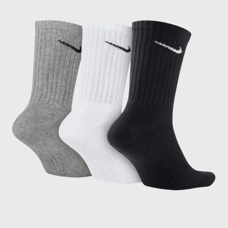 Nike Unisex 3 Pack Crew Cushioned Training Socks Black/White/Grey _ 168831 _ Multi