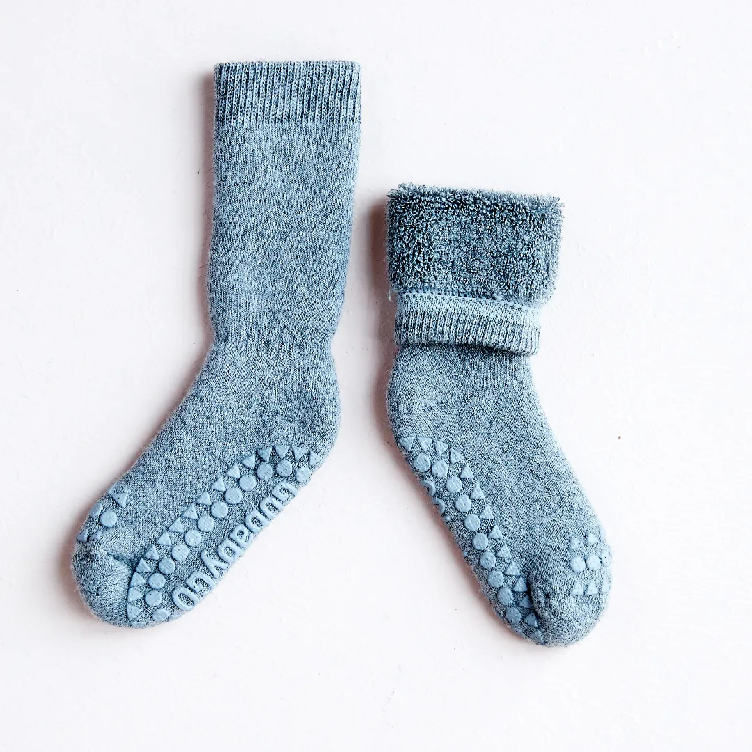 Non-Slip Grip Socks - Organic terry cotton - Dusty Blue