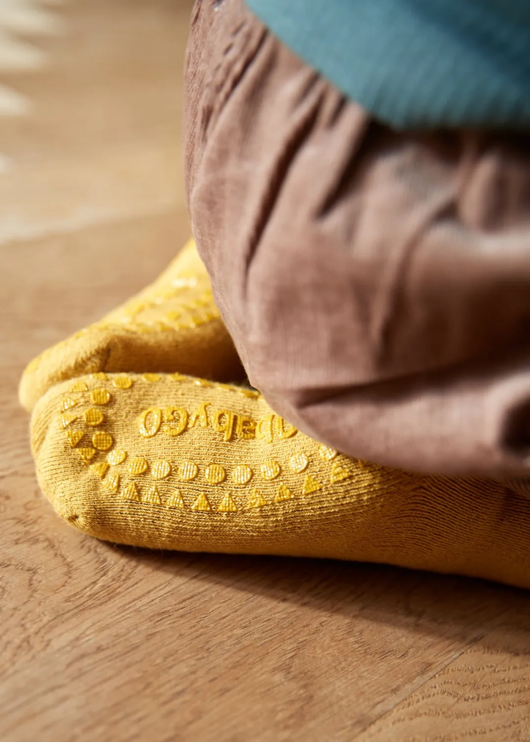 Non-Slip Grip Socks - Organic terry cotton - Mustard