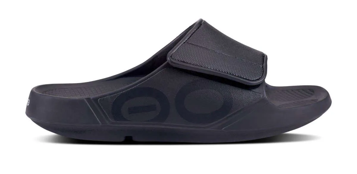 OOFOS Mens OOahh Sport Flex Sandal Black Matte