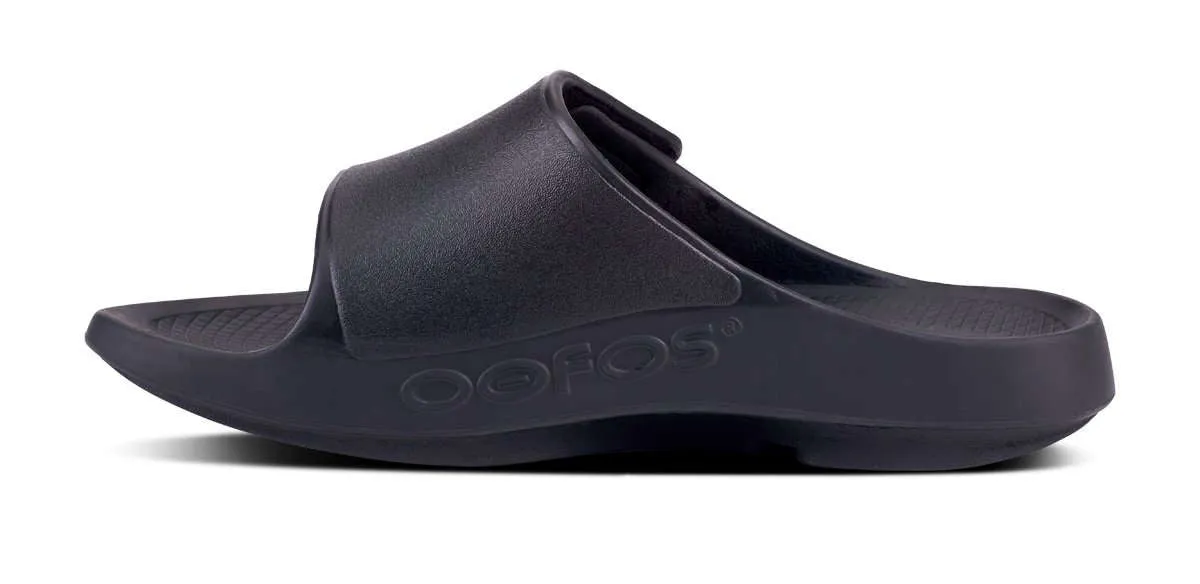 OOFOS Mens OOahh Sport Flex Sandal Black Matte