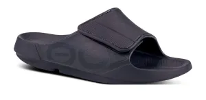 OOFOS Mens OOahh Sport Flex Sandal Black Matte