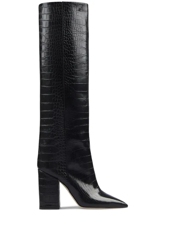 Paris Texas   100mm Anja croco print leather tall boot 