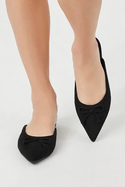 Pointed-Toe Bow Mules