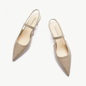 Pointed Toe Print Slingbacks (Helen) Latte