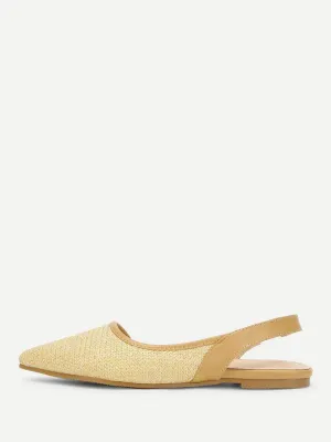 Pointed Toe Straw Flats