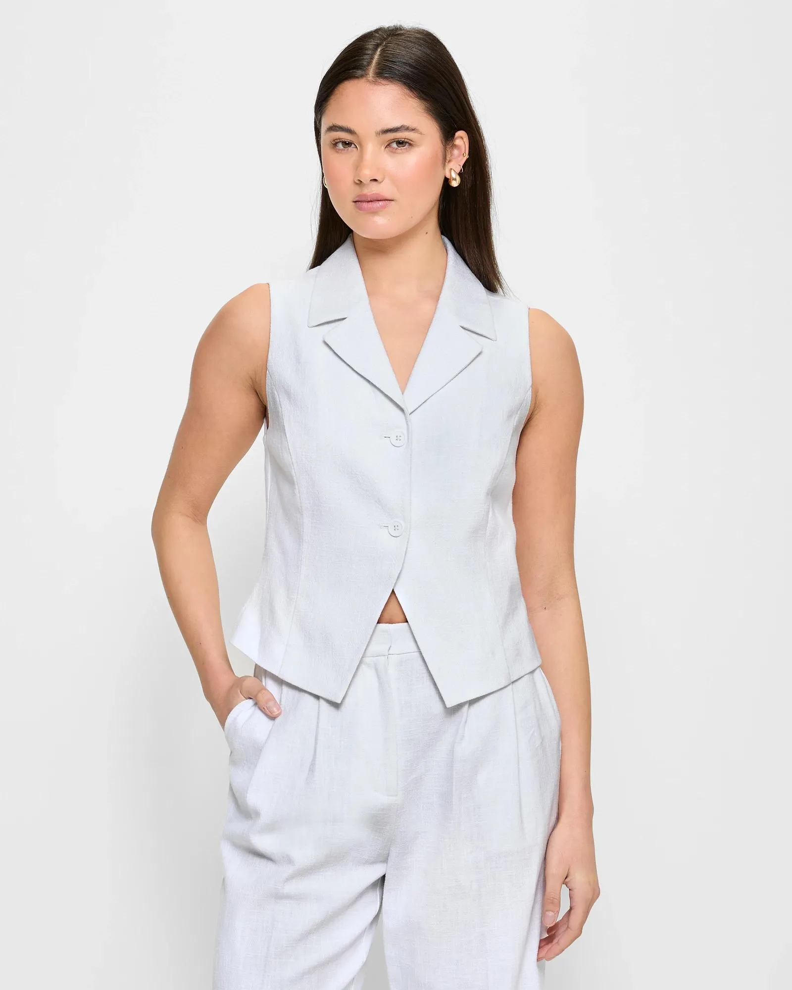 popular  Collared Waistcoat - Lily Loves - White