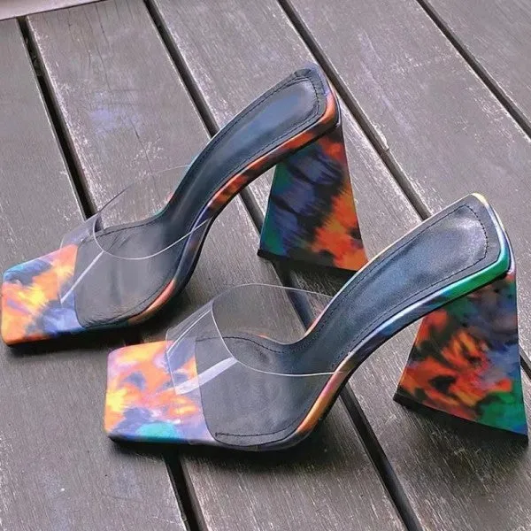 Purpdrank - Multicolor Casual Patchwork Solid Color Square Out Door Wedges Shoes  (Heel Height 4.33in)