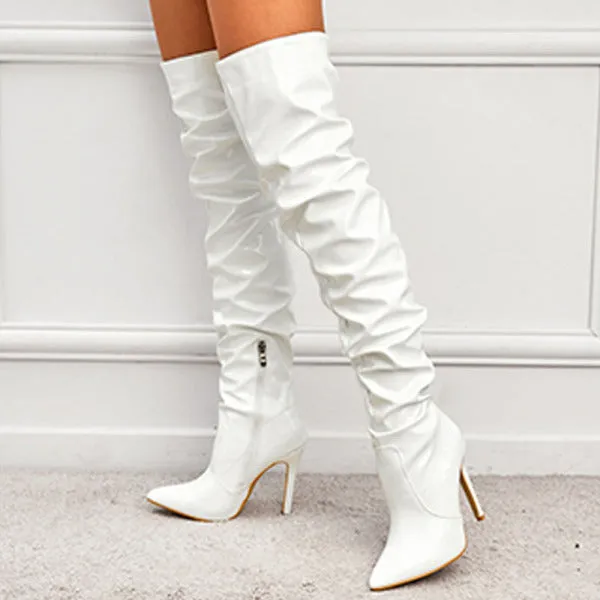 Purpdrank - White Casual Daily Party Patchwork Solid Color Pointed Shoes