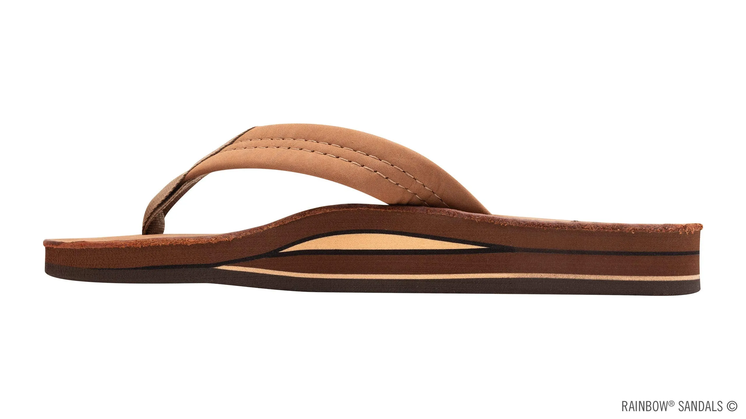 Rainbow Sandals Women's Double Layer Premier Leather Sandals w/Arch Support, Redwood