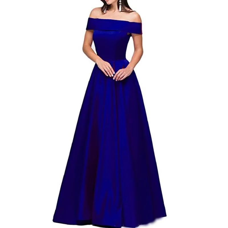 sd-hk Wedding Dresses Off Shoulder Short Sleeve Evening Long Dress