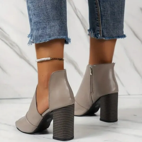 sealbeer - Grey Casual Patchwork Asymmetrical Fish Mouth Out Door Wedges Shoes (Heel Height 3.54in)