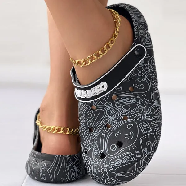 sealbeer - Multicolor Casual Living Graffiti Patchwork Round Comfortable Shoes