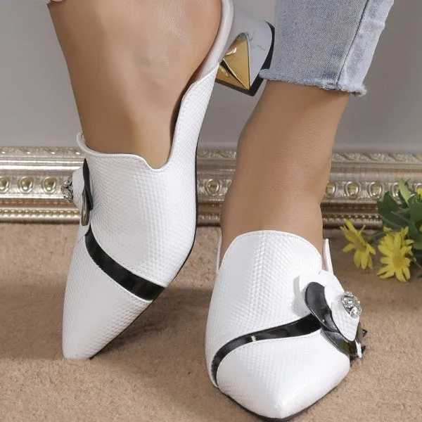 sealbeer - White Casual Patchwork Pointed Out Door Wedges Shoes (Heel Height 2.75in)