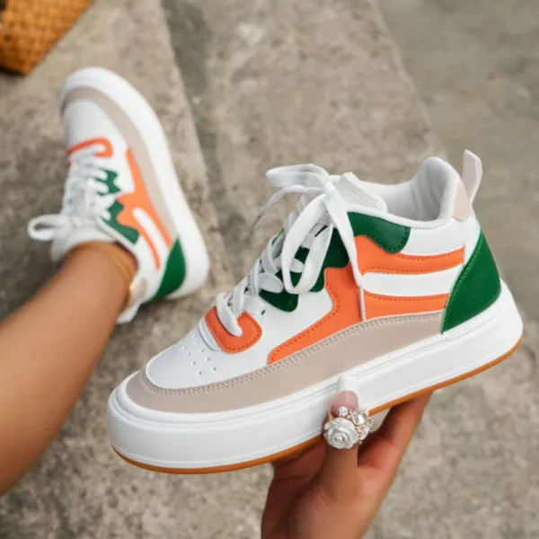 sealbeer - White Green Casual Patchwork Frenulum Round Comfortable Out Door Shoes