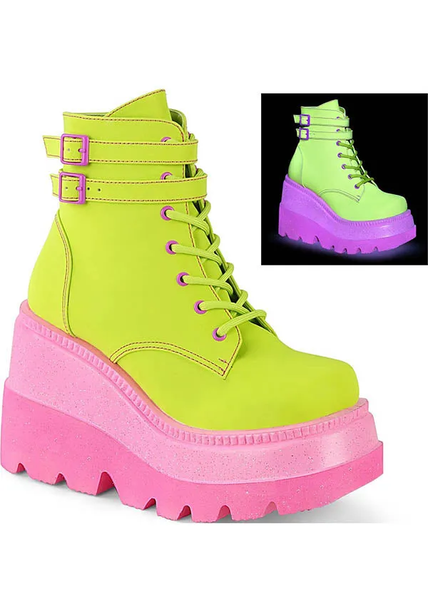 SHAKER-52 [Lime Reflective/Pink UV] | PLATFORM BOOTS [IN STOCK]**