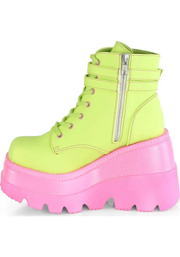 SHAKER-52 [Lime Reflective/Pink UV] | PLATFORM BOOTS [IN STOCK]**