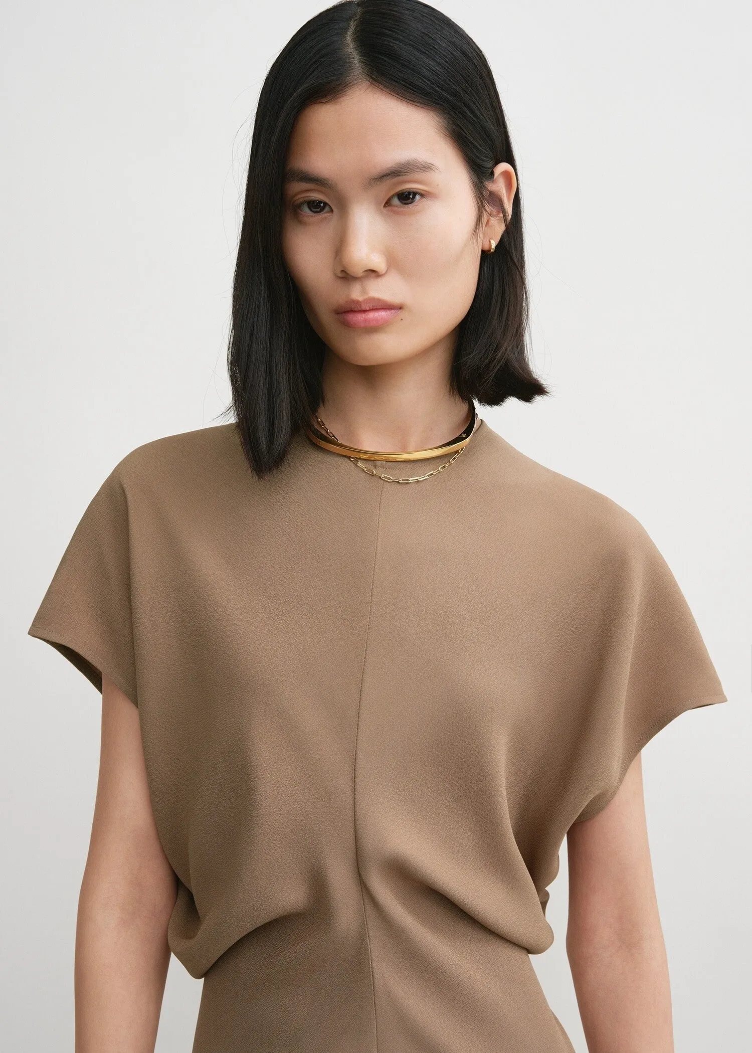 Slouch waist dress camel