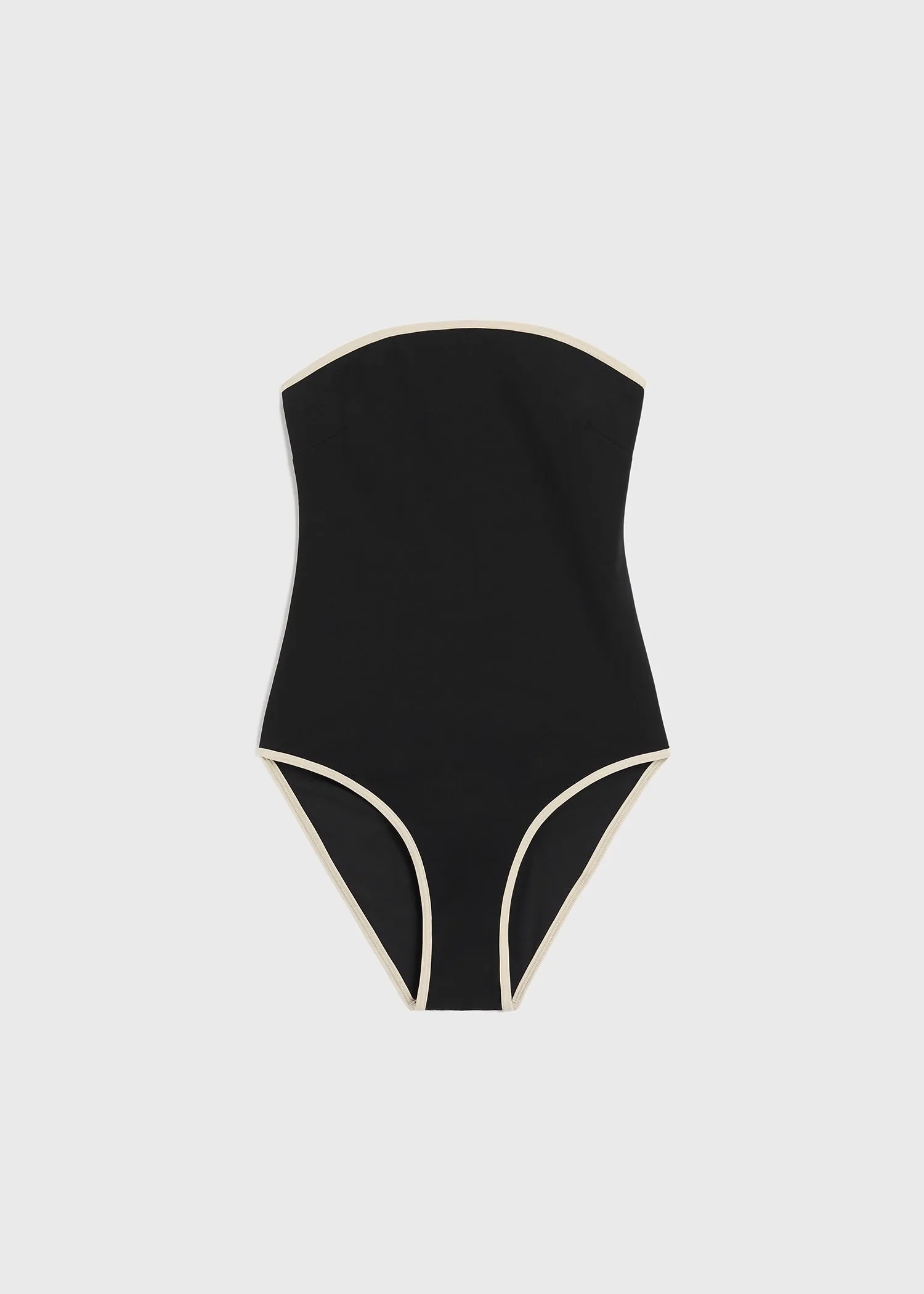 Stripe edge strapless swimsuit black