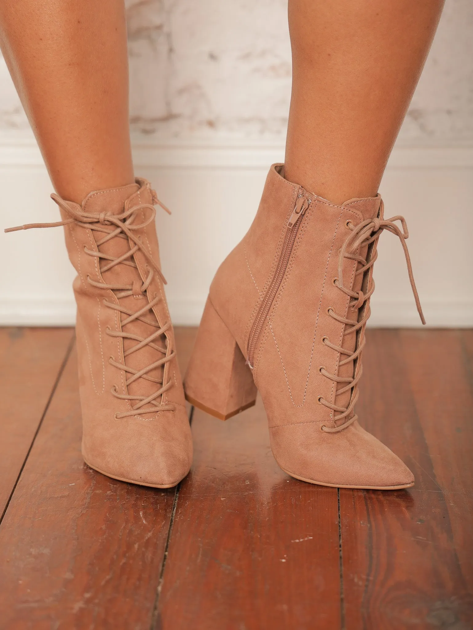 Strut Lace Up Booties