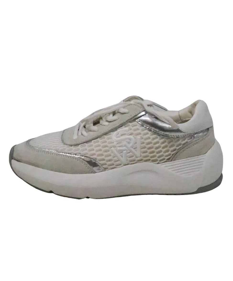 Stuart Weitzman White Suede & Nylon Sneakers sz 8