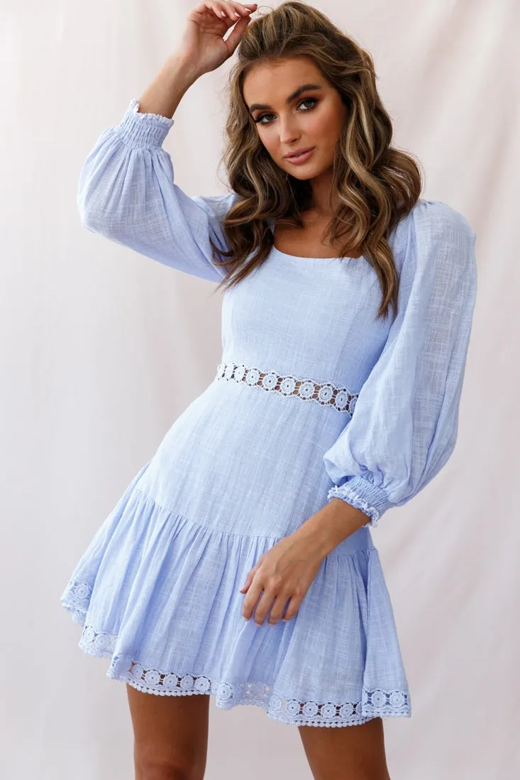 Sweetheart Corset-Back Lantern Sleeve Dress Lavender