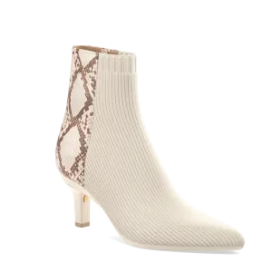 The Bootie - Ivory Snakeskin & Knit 3 Stiletto