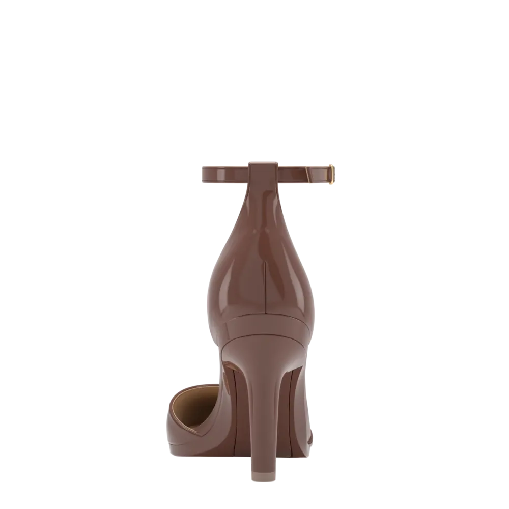 The D'Orsay - Walnut Patent   Stiletto Heel Kit 4 Walnut - FINAL SALE