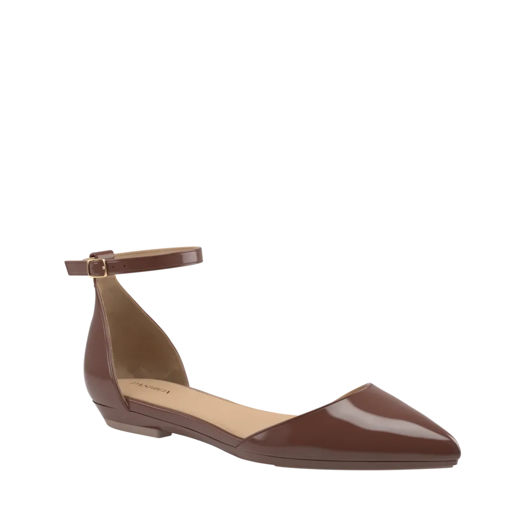 The D'Orsay - Walnut Patent   Stiletto Heel Kit 4 Walnut - FINAL SALE