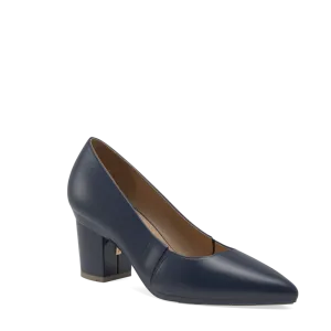 The Panel Pump - Navy Leather   Block Heel Kit 3 Navy - FINAL SALE