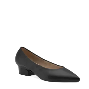 The Pump - Coal Stretch Leather Flat