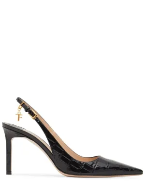 Tom Ford   85mm Angelina croc embossed slingbacks 