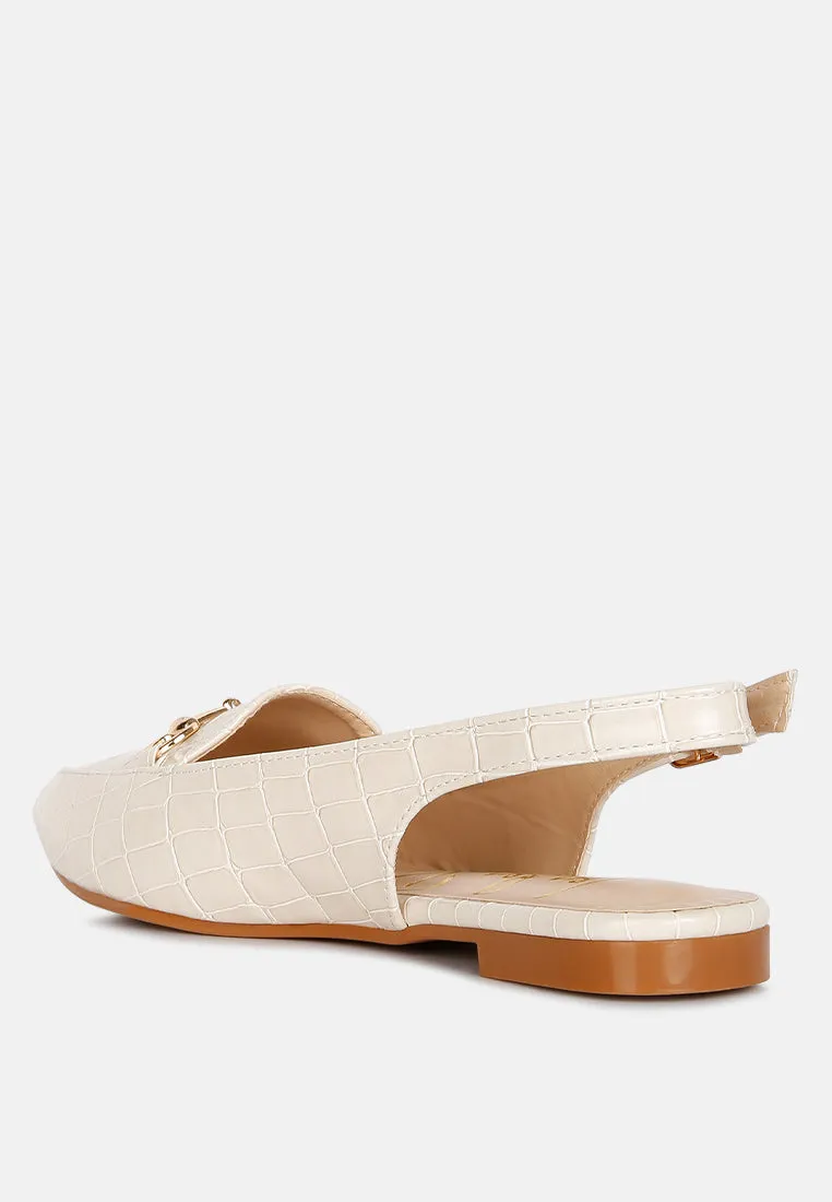 Trempe Croc Slingback Flat Sandals