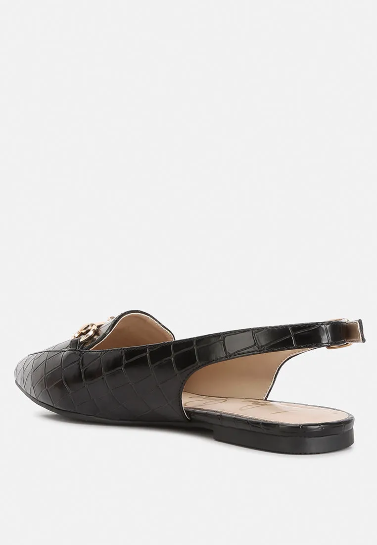 Trempe Croc Slingback Flat Sandals