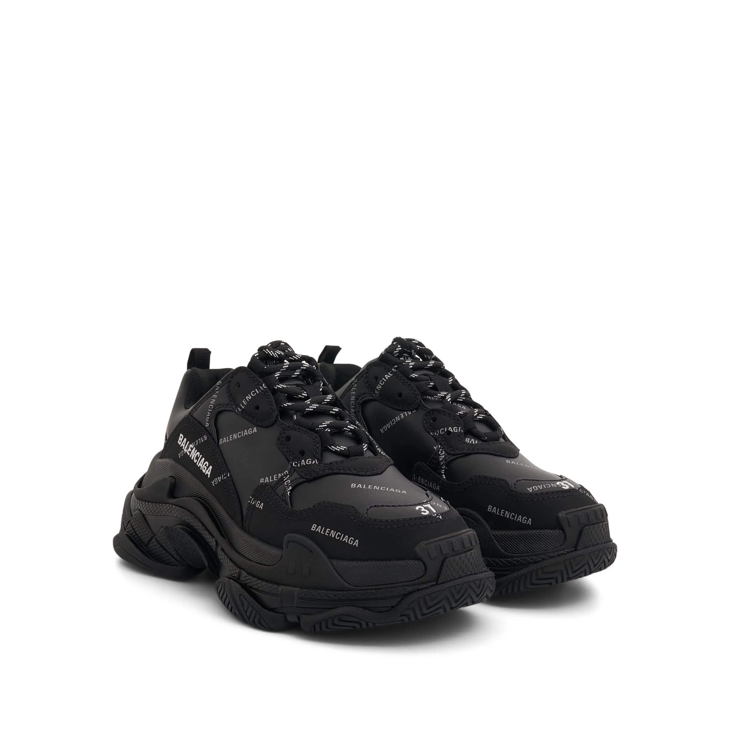 Triple S Sneakers in Black/Reflective