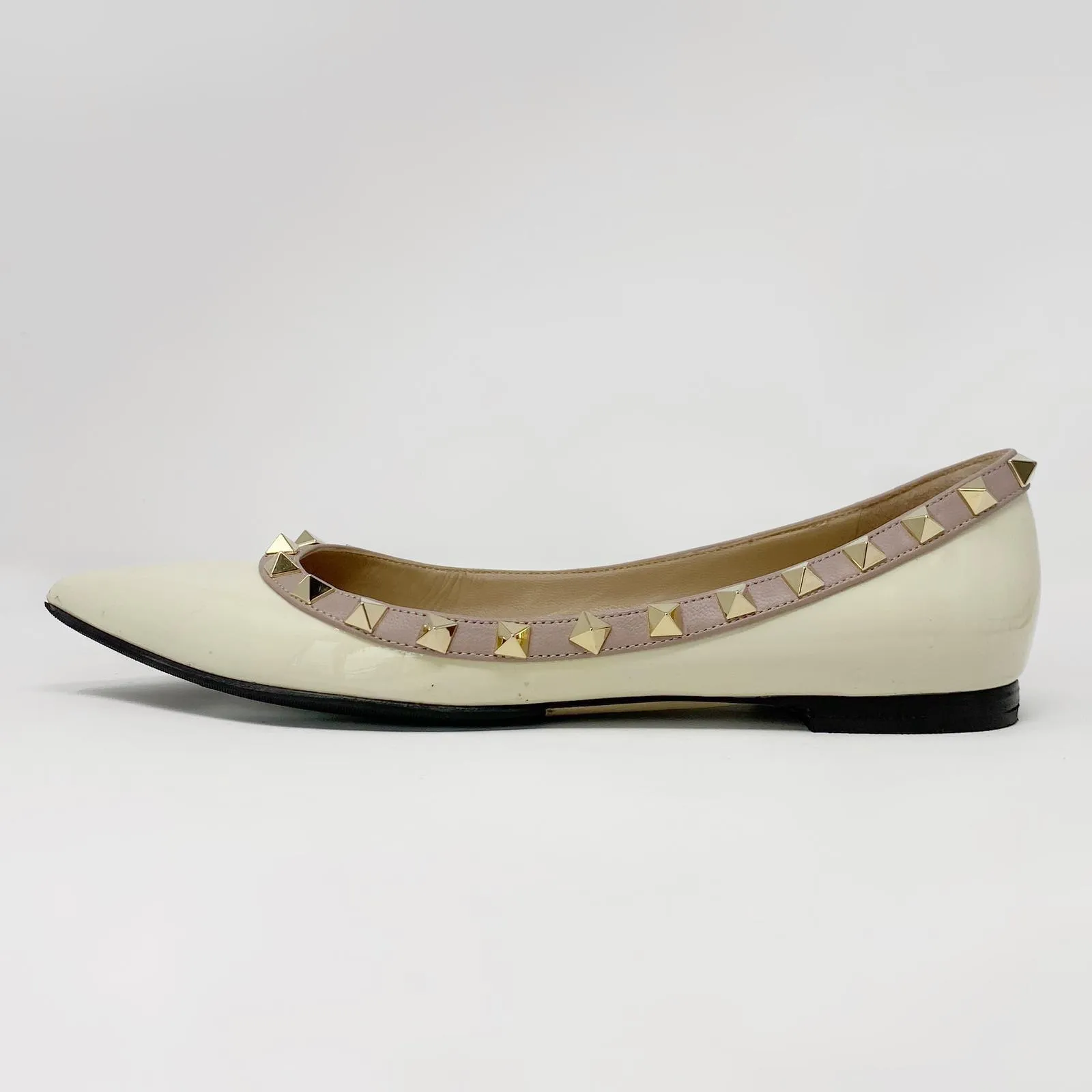 Valentino Ivory Patent Rockstud Flats 36.5