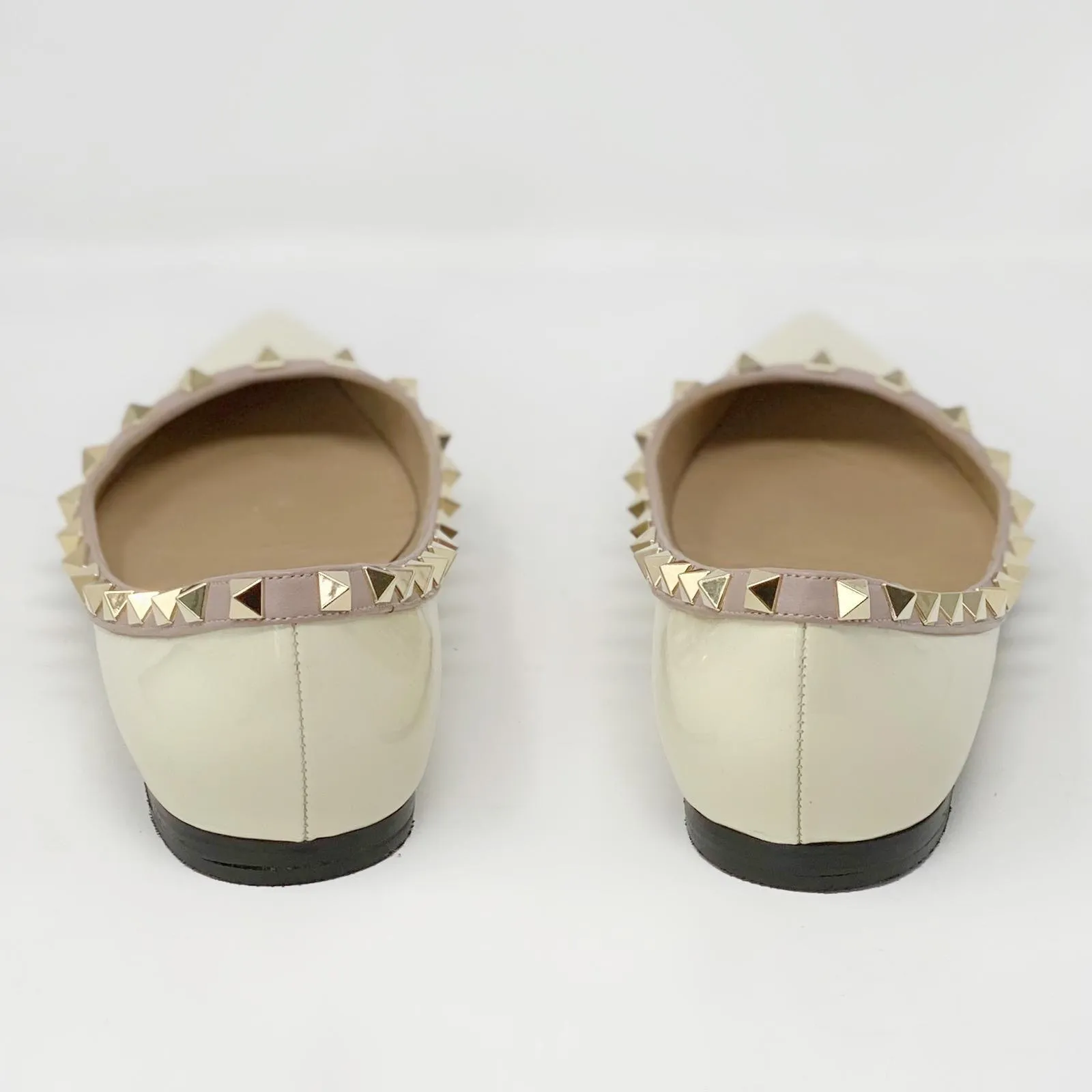 Valentino Ivory Patent Rockstud Flats 36.5