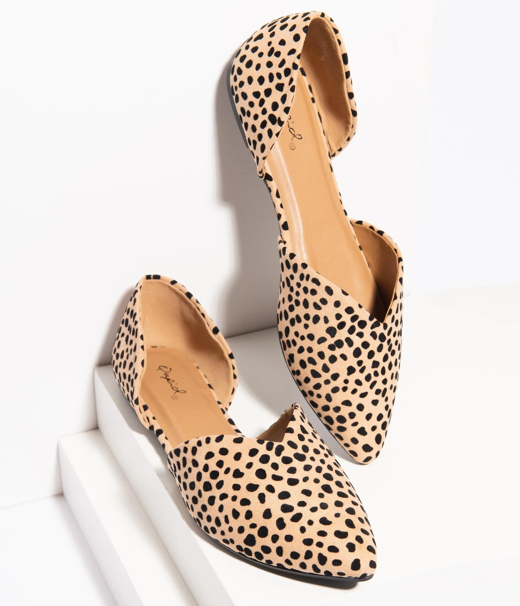 Vintage Style Cheetah Suede dOrsay Flats