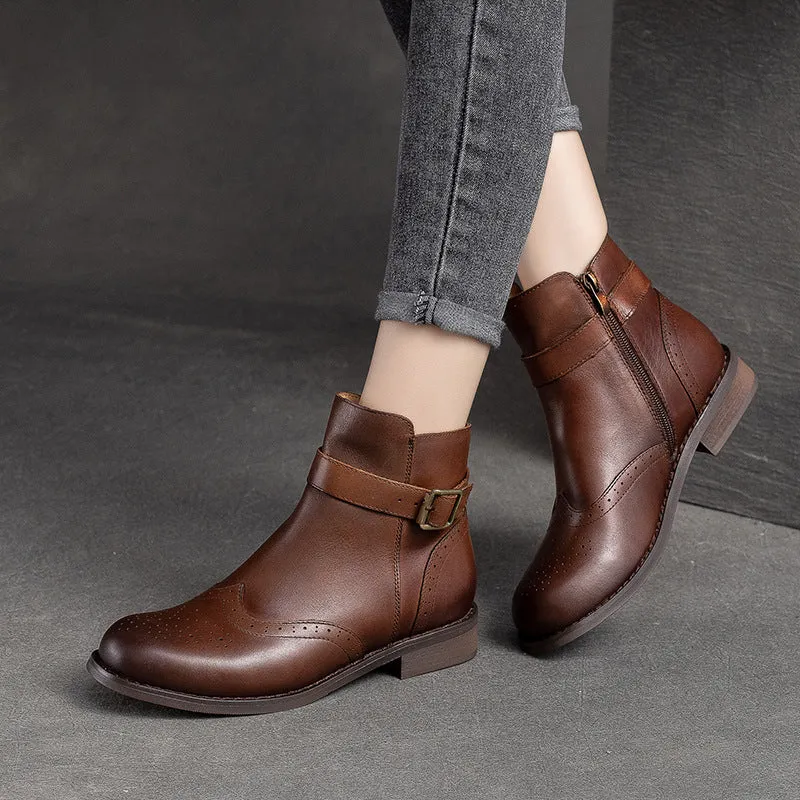 Women Classic Patchwork Leather Flat Boots