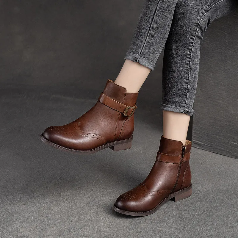 Women Classic Patchwork Leather Flat Boots