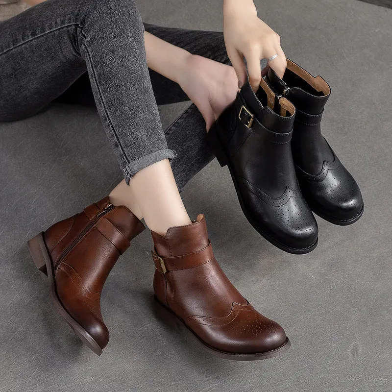 Women Classic Patchwork Leather Flat Boots