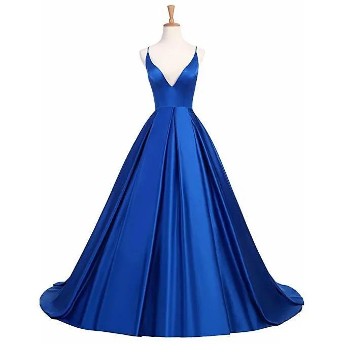 Women Prom Dresses V Neck Sleeveless Wedding Dresses