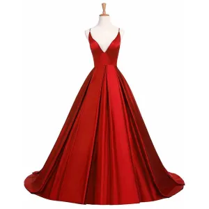 Women Prom Dresses V Neck Sleeveless Wedding Dresses