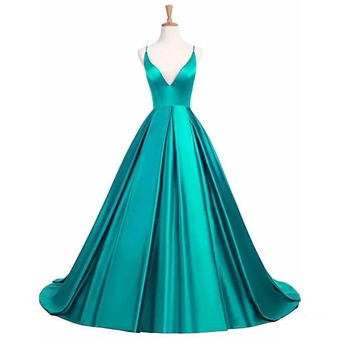 Women Prom Dresses V Neck Sleeveless Wedding Dresses