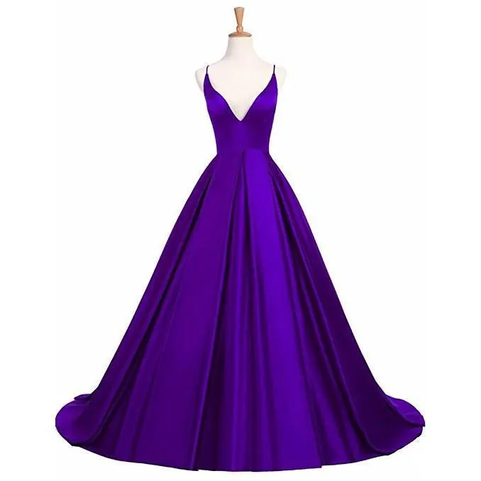 Women Prom Dresses V Neck Sleeveless Wedding Dresses