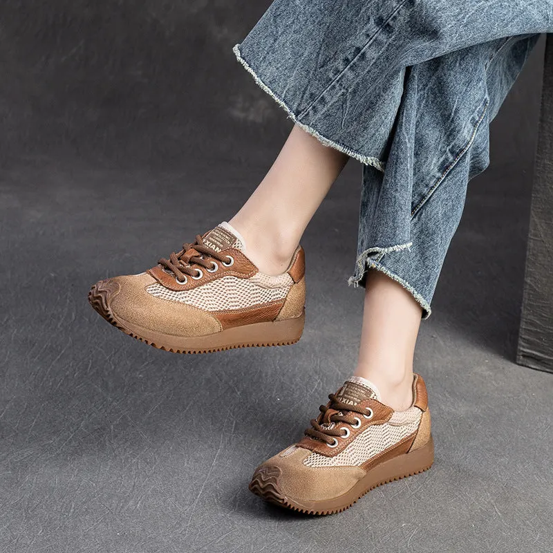 Women Retro Breathable Patchwork Casual Shoes