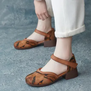 Women Retro Print Patchwork Summer Sandals