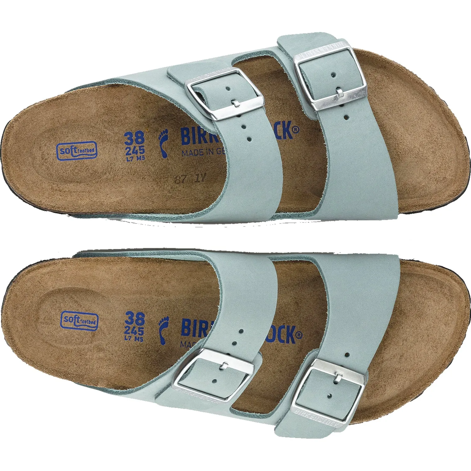 Women's Birkenstock Arizona Soft Footbed Faded Aqua Nubuck