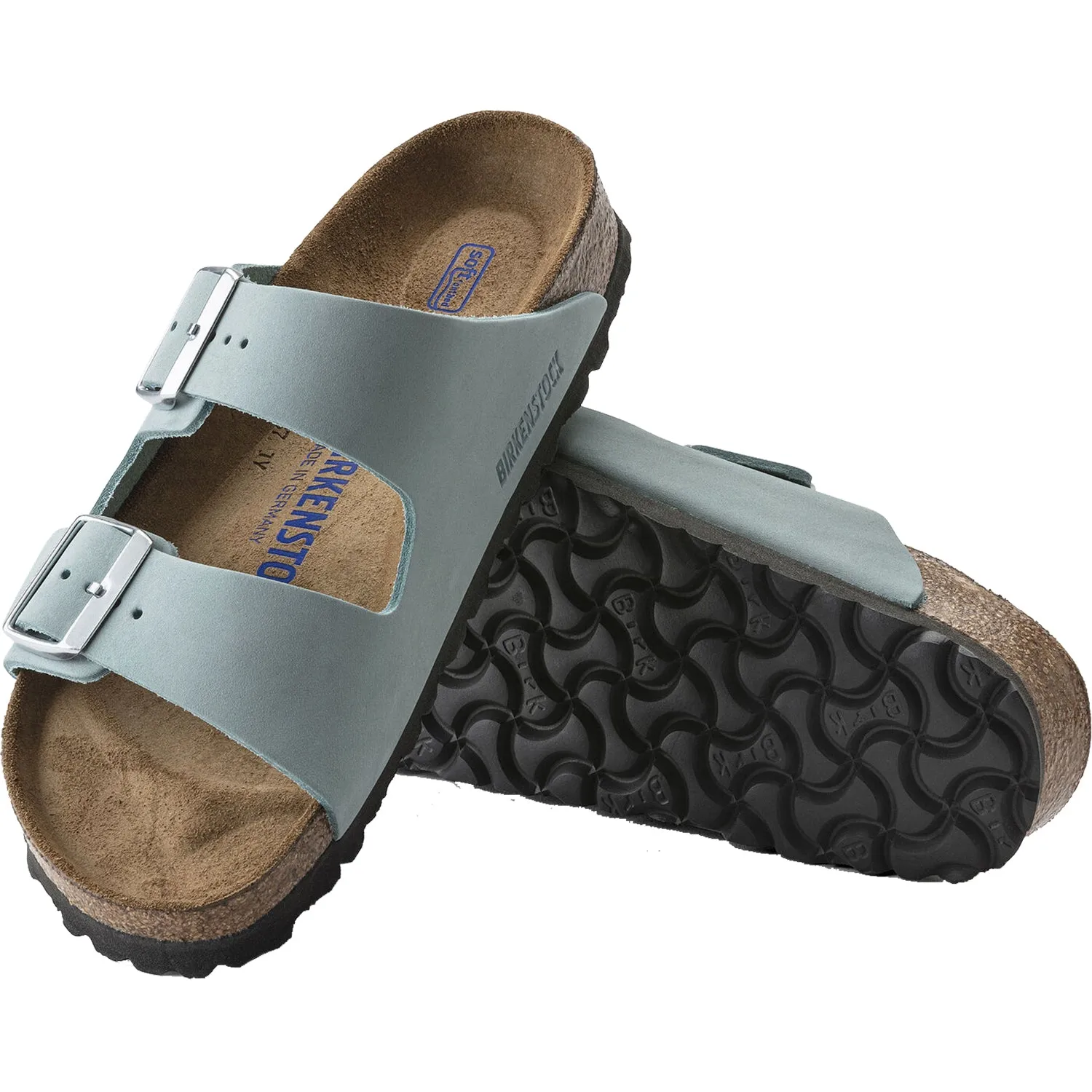 Women's Birkenstock Arizona Soft Footbed Faded Aqua Nubuck